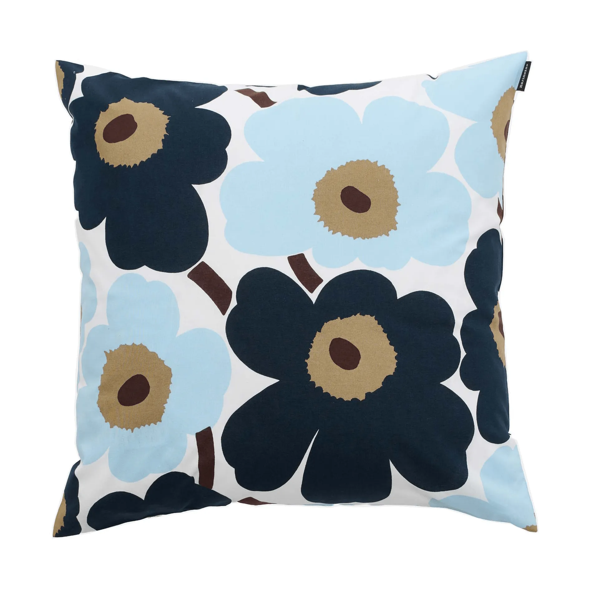 Pieni Unikko Kissenbezug 50x50cm, Weiß-blueberry-cold blue-Dunkelbraun Marimekko