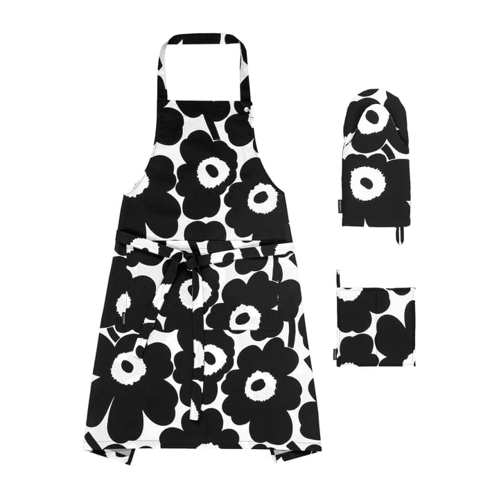 Pieni Unikko Küchentextilienset - weiß-schwarz - Marimekko