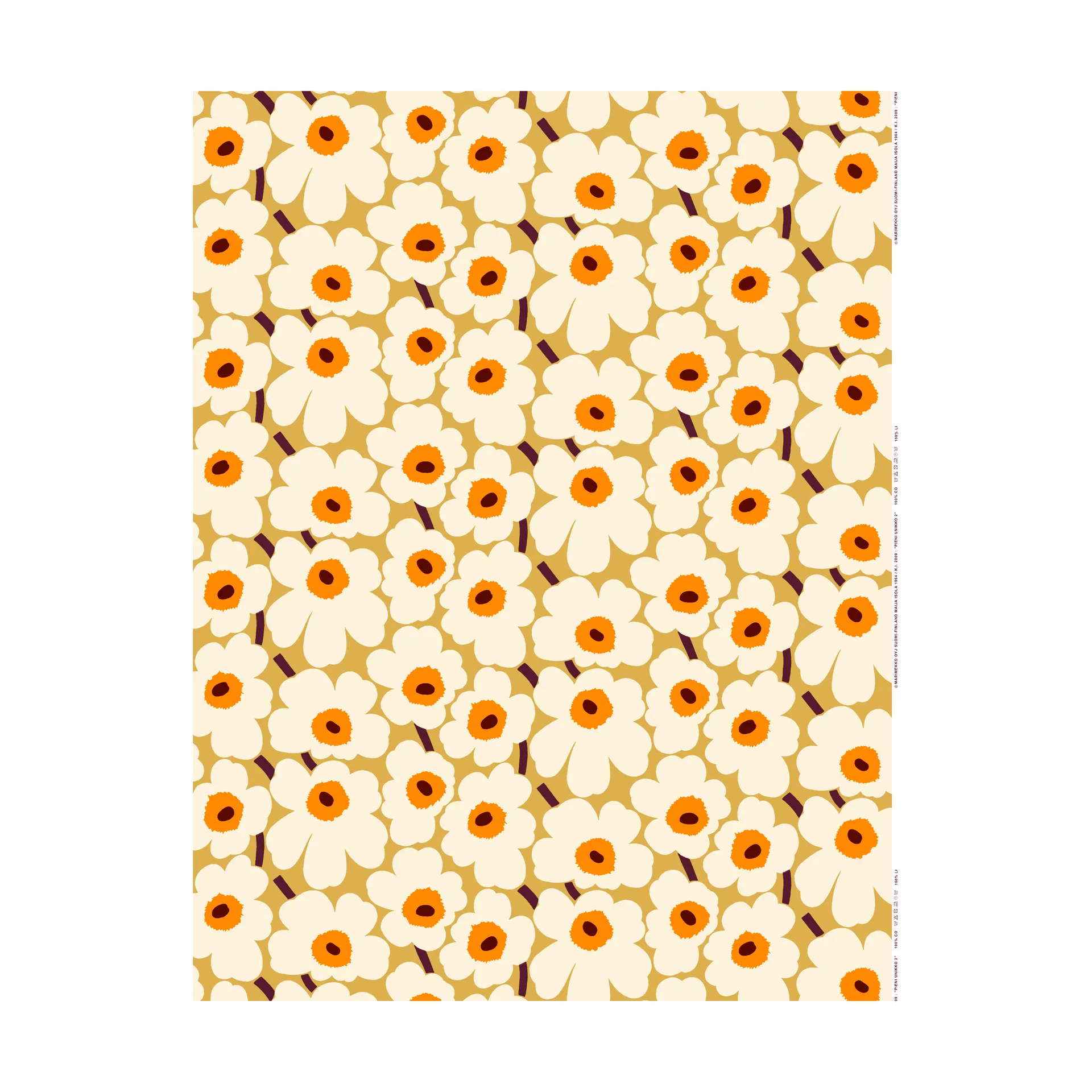 Pieni Unikko Stoff Baumwolle, Beige Marimekko