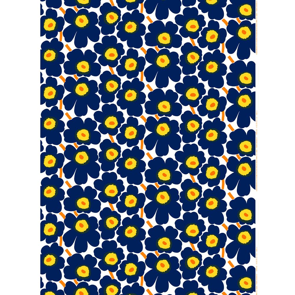 Pieni Unikko Stoff Baumwolle, Blau-gelb Marimekko