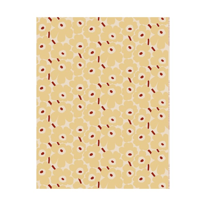 Pieni Unikko Stoff Baumwolle, Cotton-butter yellow-d.red Marimekko
