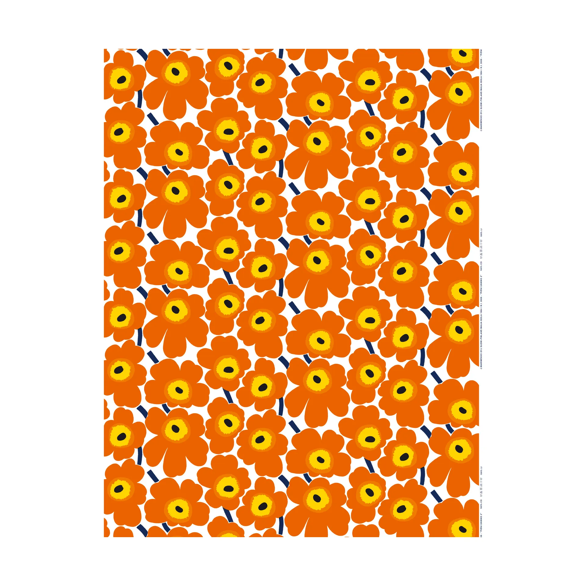 Pieni Unikko Stoff Baumwolle, Orange Marimekko