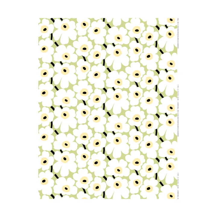 Pieni Unikko Stoff Baumwolle - Pear, white, melon, dark green - Marimekko