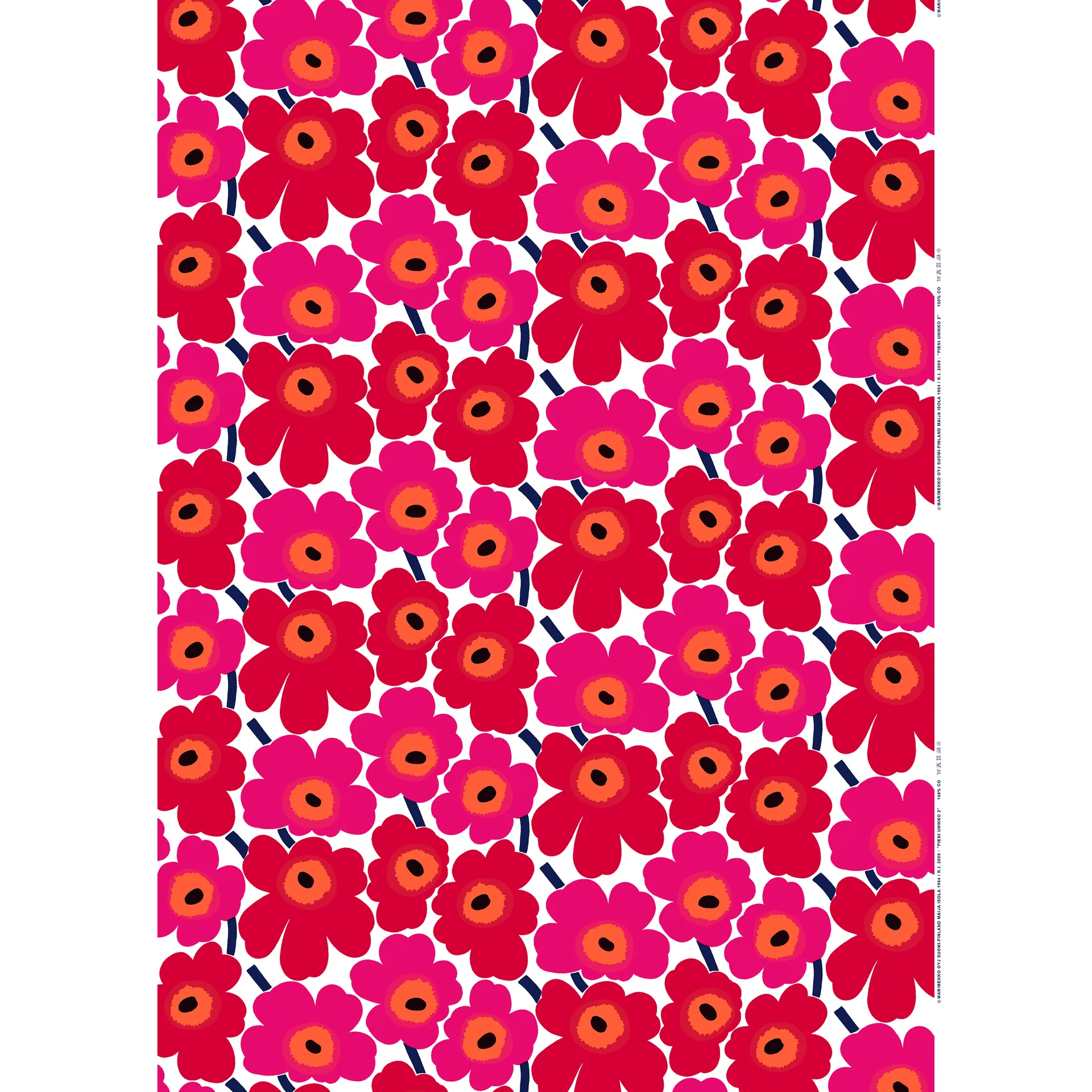 Pieni Unikko Stoff Baumwolle, Rot Marimekko