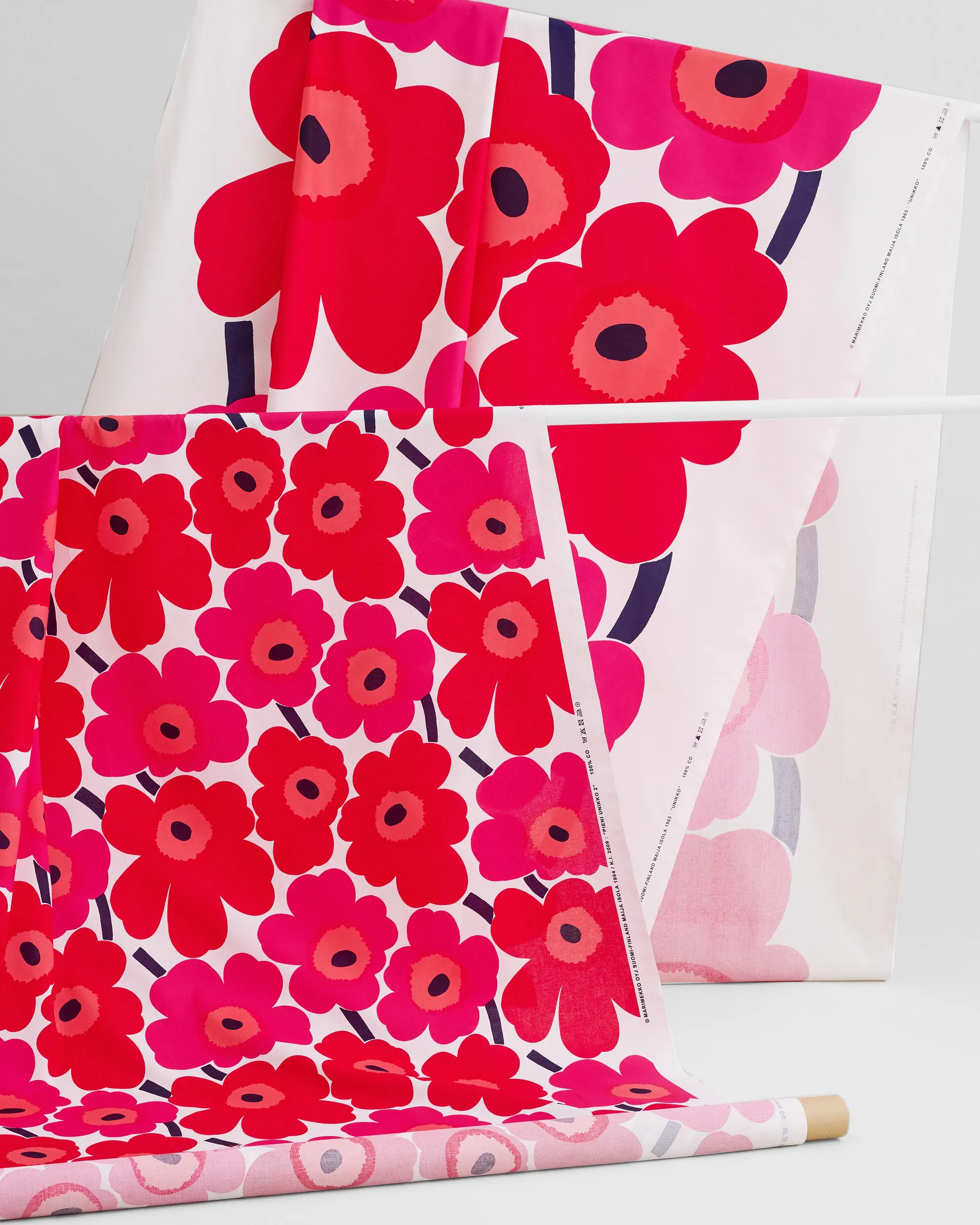 Pieni Unikko Stoff Baumwolle, Rot Marimekko