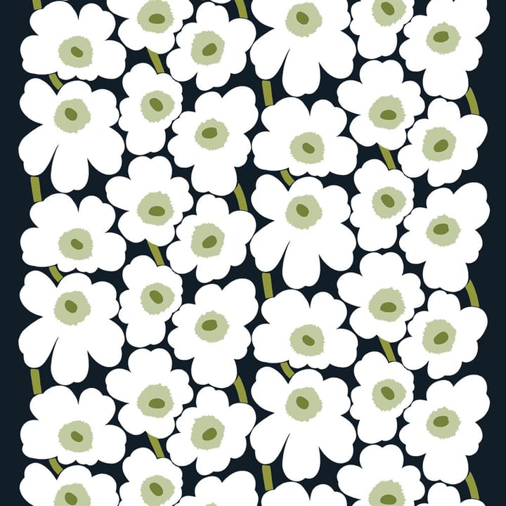 Pieni Unikko Stoff Baumwolle, Weiß-grün (schwarzer Hintergrund) Marimekko