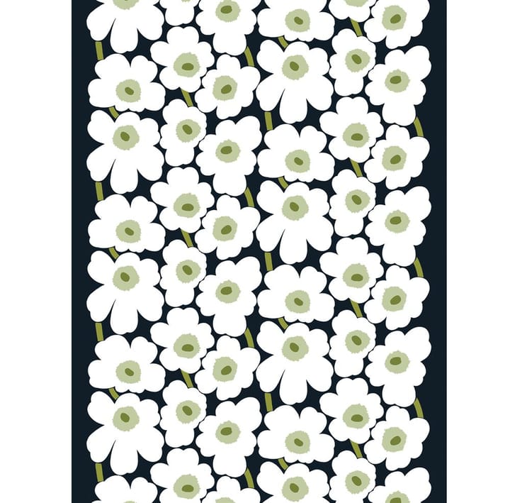 Pieni Unikko Stoff Baumwolle, Weiß-grün (schwarzer Hintergrund) Marimekko