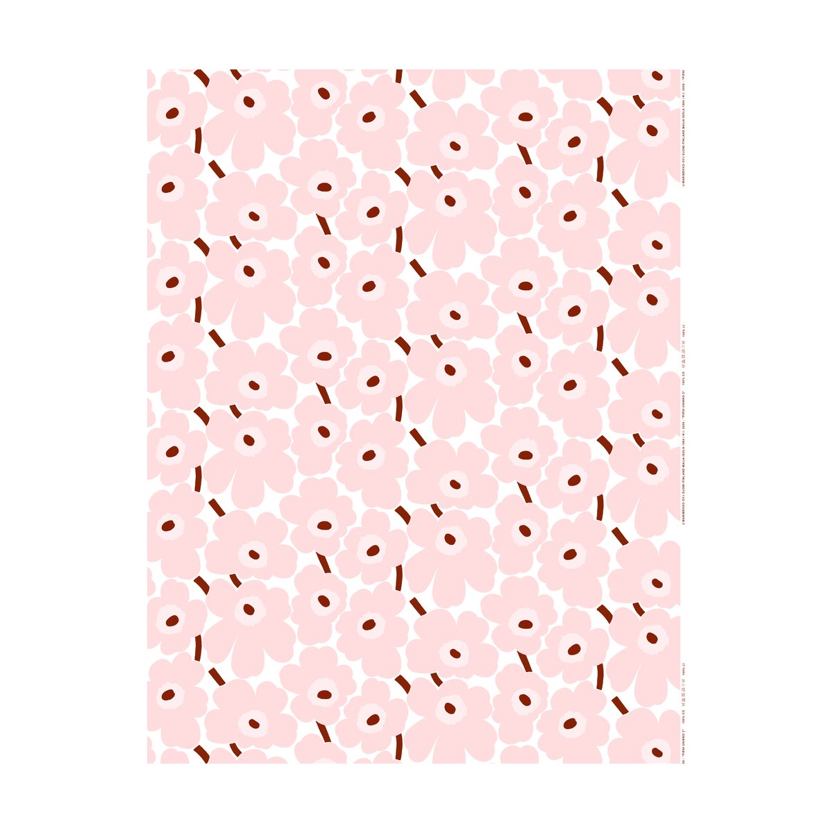 Marimekko Pieni Unikko Stoff Baumwolle White-pink-chestnut