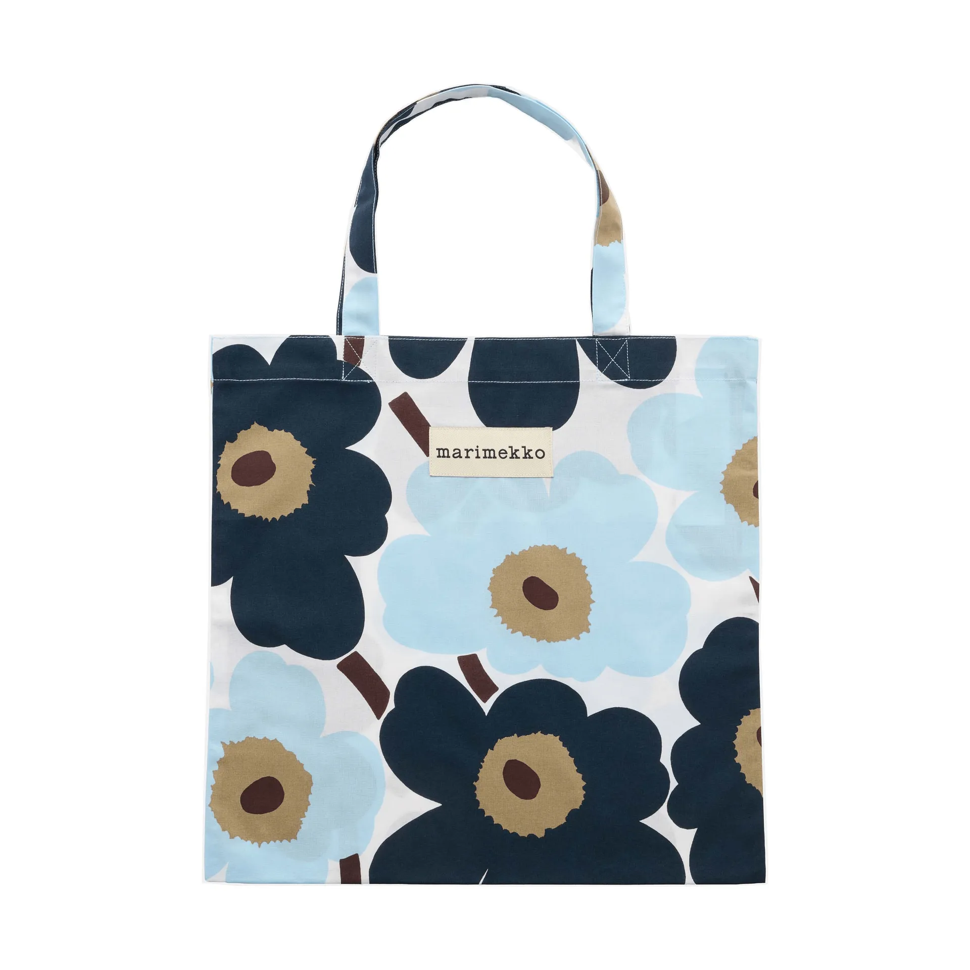Pieni Unikko Tasche 44x43 cm, Weiß-blueberry-cold blue-Dunkelbraun Marimekko