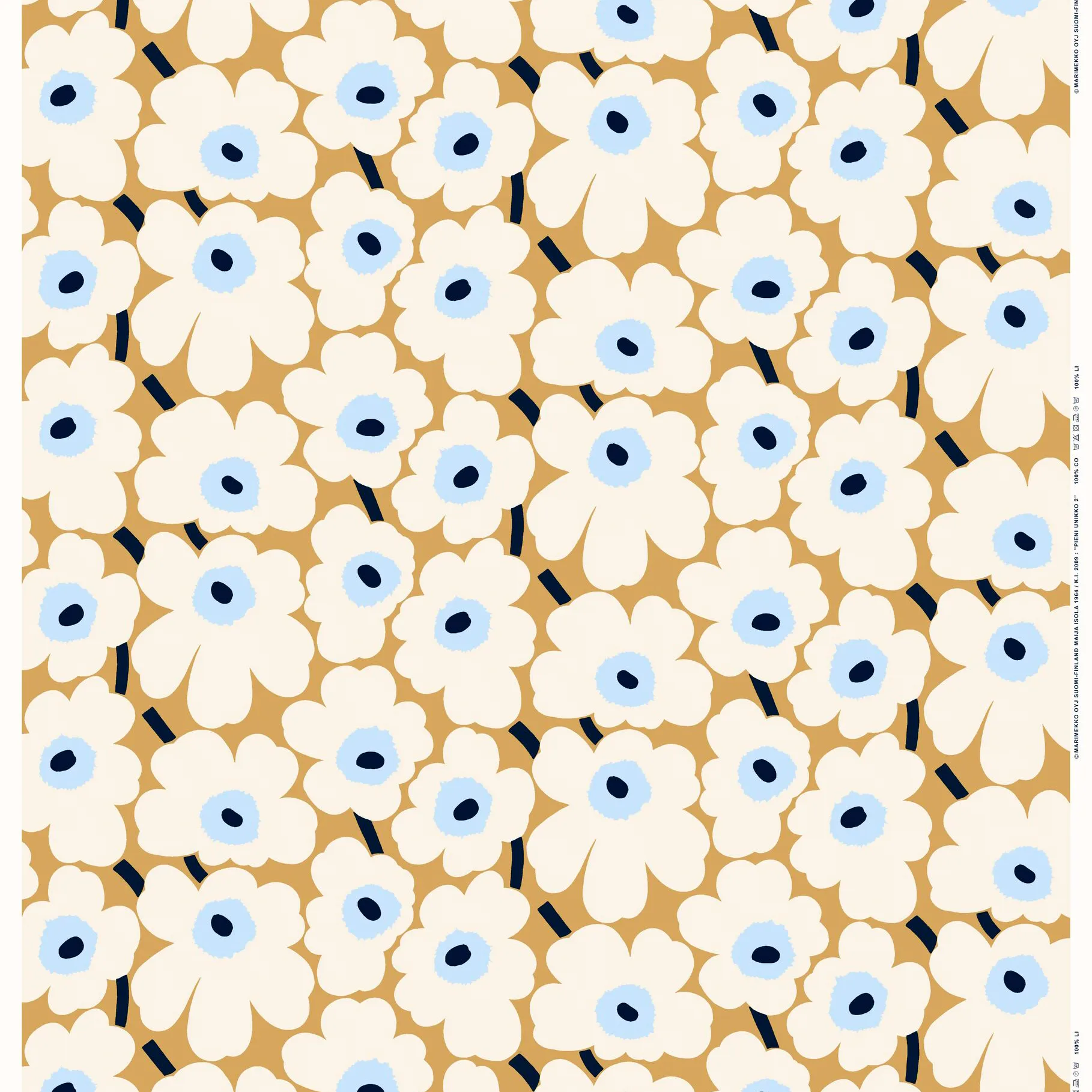Pieni Unikko Wachstuch, Beige-offwhite-blau Marimekko