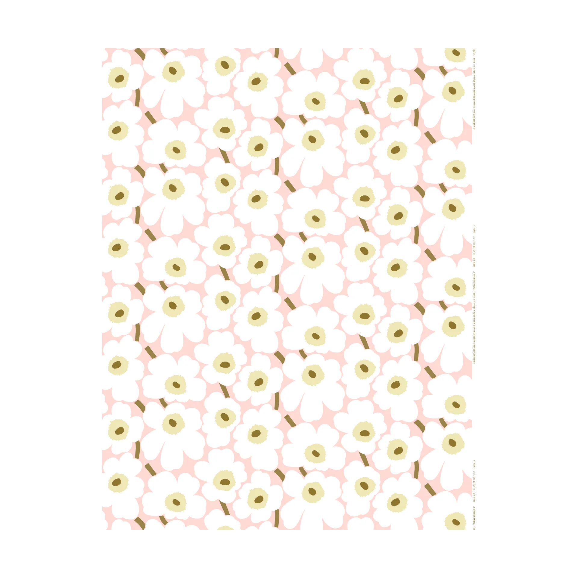 Pieni Unikko Wachstuch, Pink-natural white-sand Marimekko