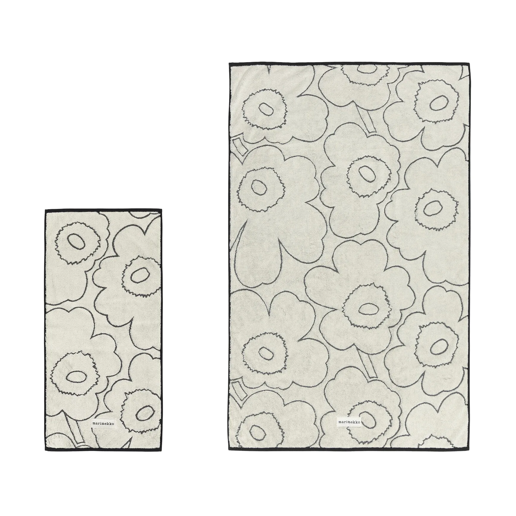 Piirto Unikko Handtuchset 2 Teile, Ivory-black Marimekko