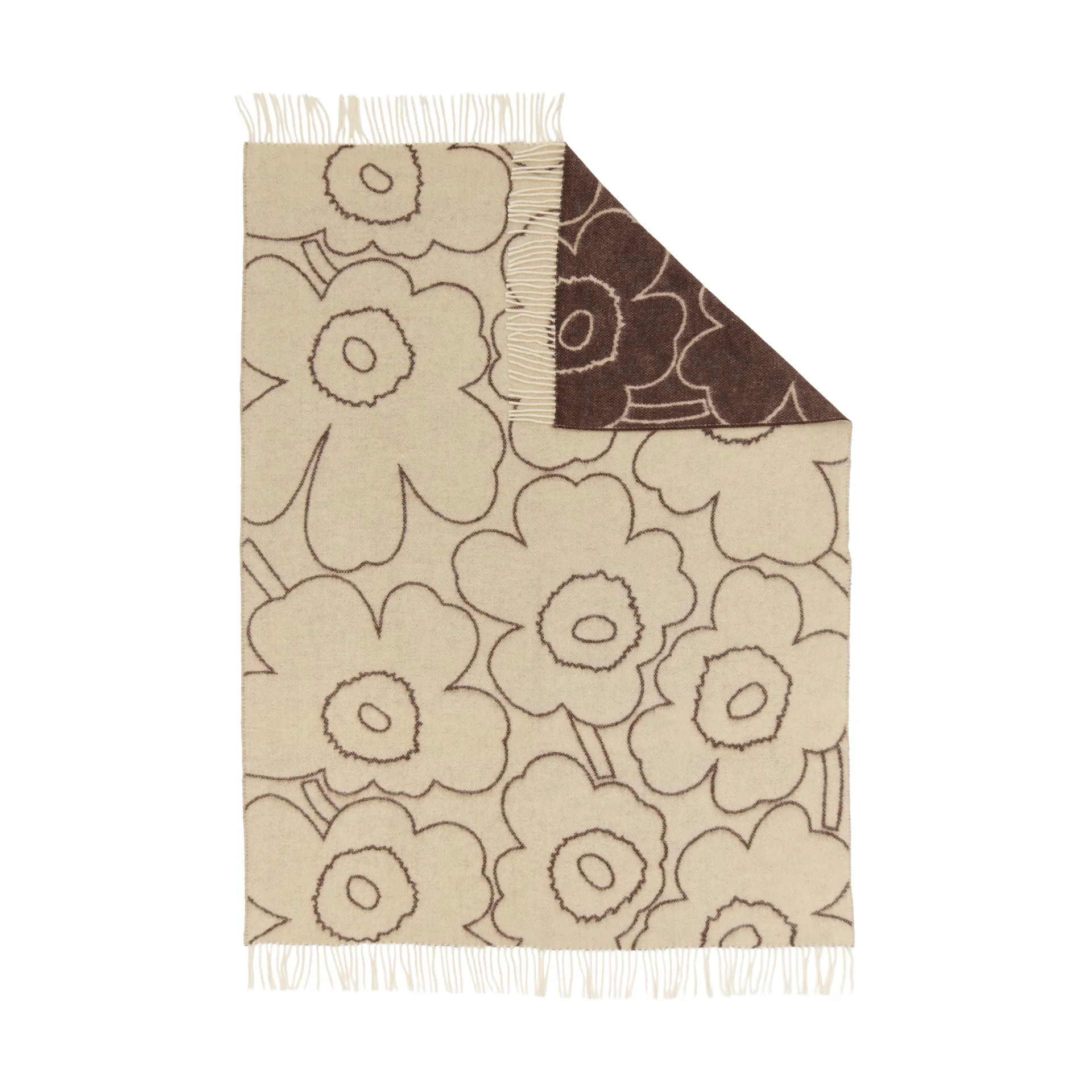 Piirto Unikko Pläd 130x170 cm, Off white-Maulwurf Marimekko