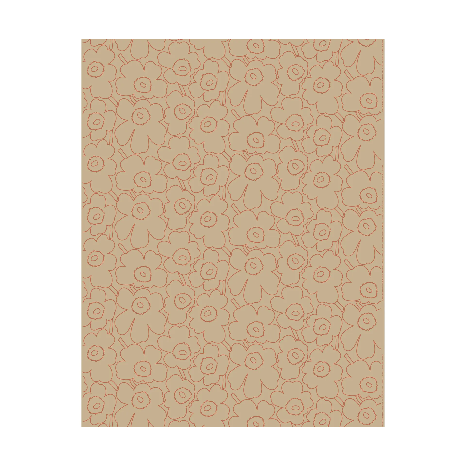 Piirto Unikko Stoff Baumwolle-Leinen, Linen-l. terracotta Marimekko
