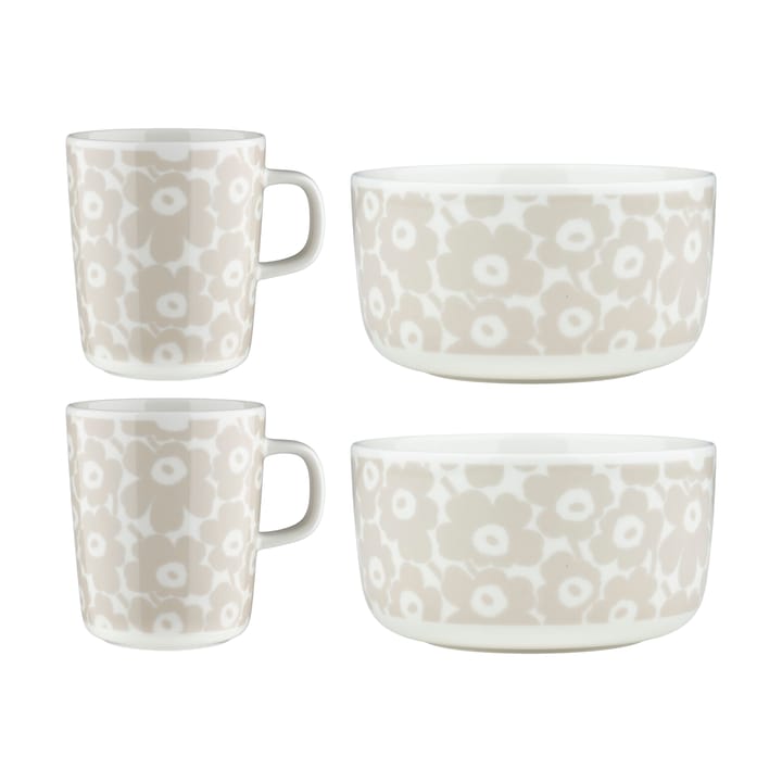 Pikkuinen Unikko Frühstücksset im 4-teiligen Set - White-straw - Marimekko