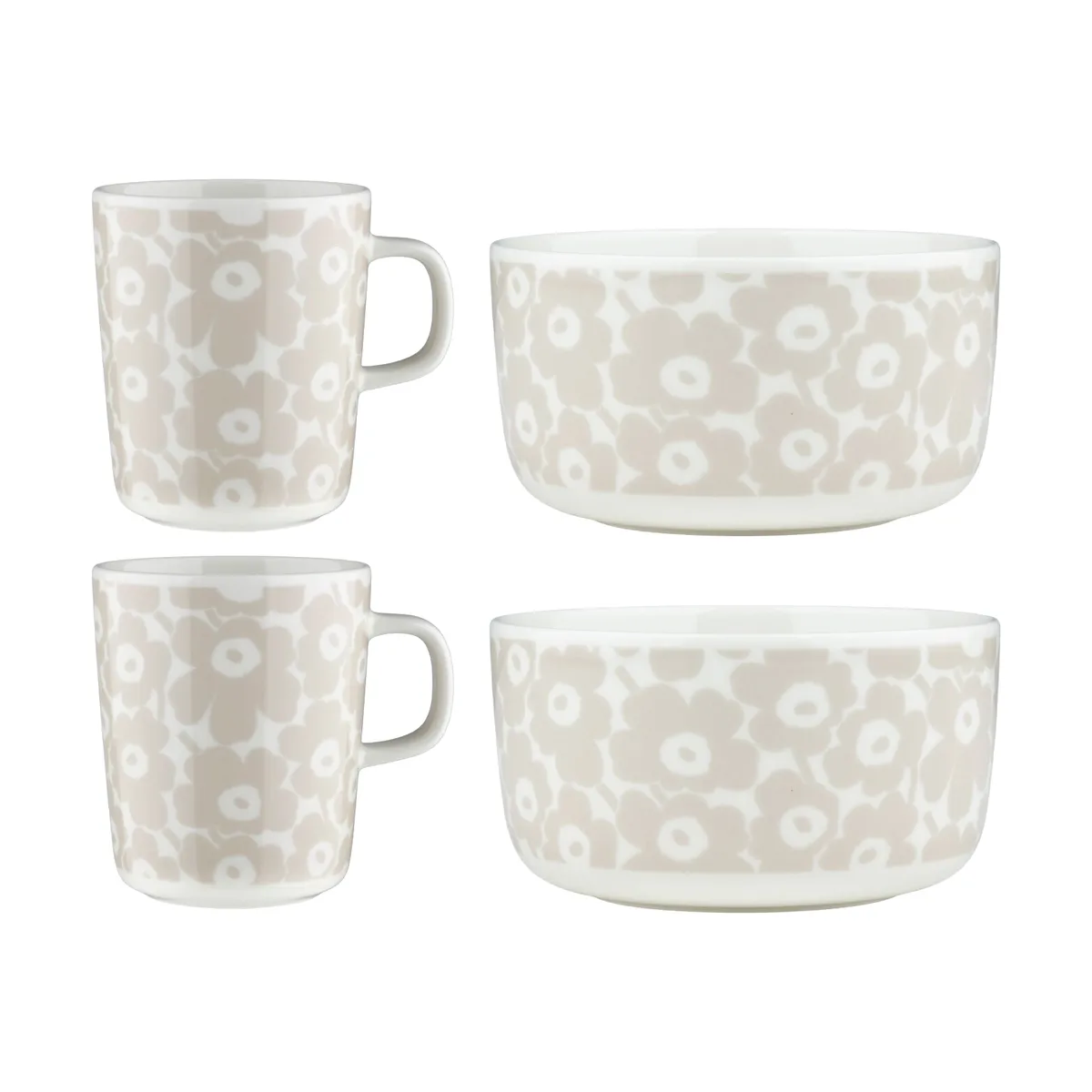 Marimekko Pikkuinen Unikko Frühstücksset im 4-teiligen Set White-straw Marimekko Pikkuinen Unikko Frühstücksset im 4-teiligen Set White-straw
