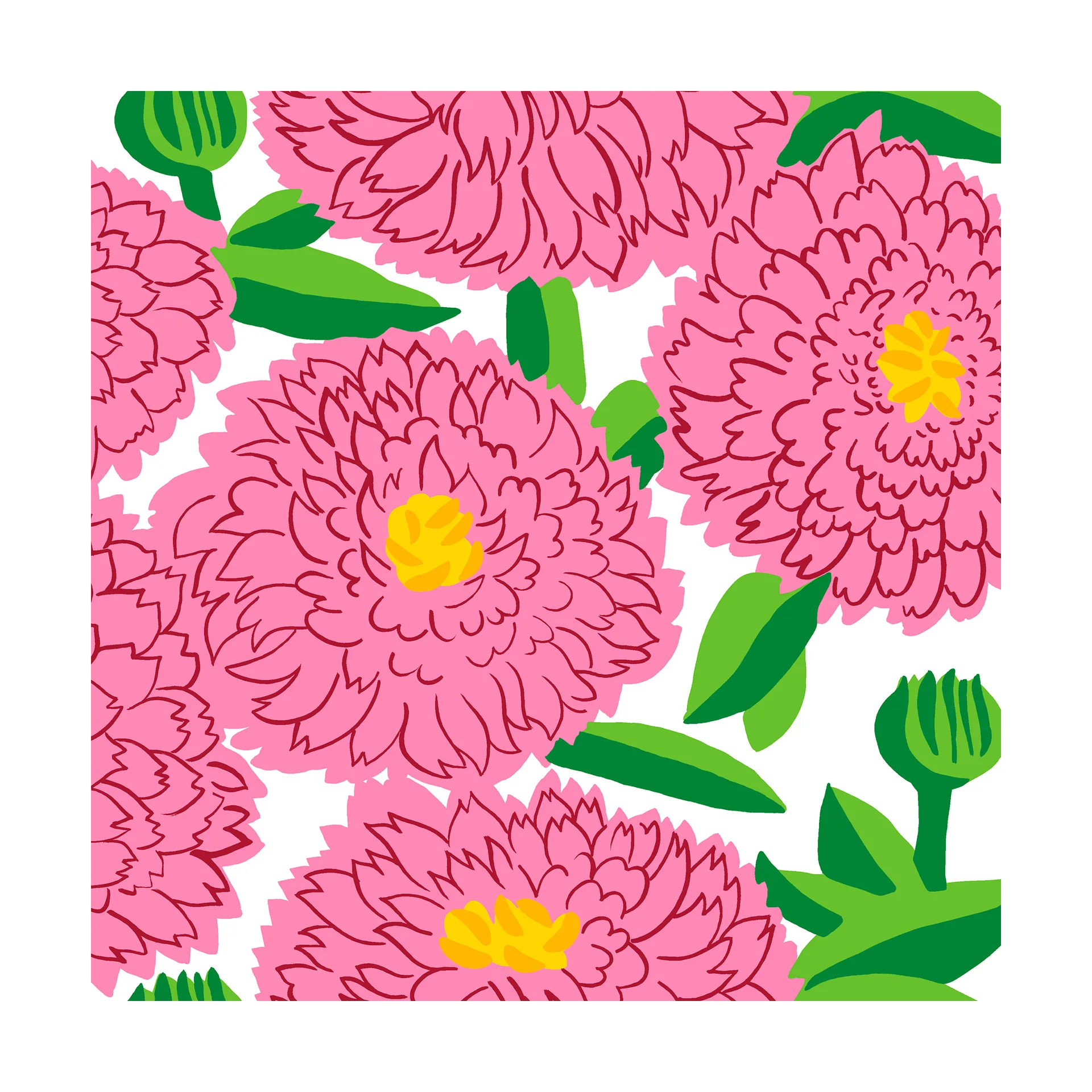 Primavera Serviette 33 x 33cm 20 pack, Pink Marimekko