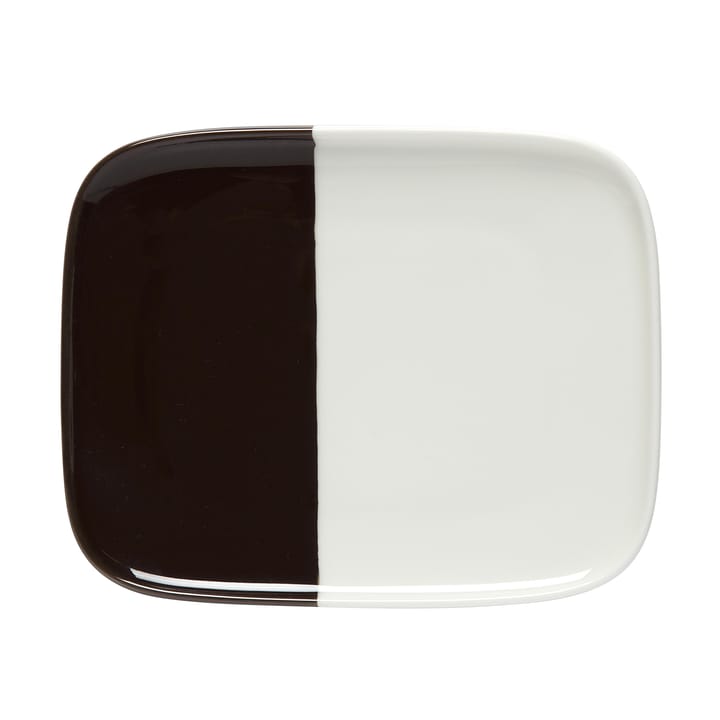 Puolikas Teller 15 x 12cm - Weiß-dunkelbraun - Marimekko