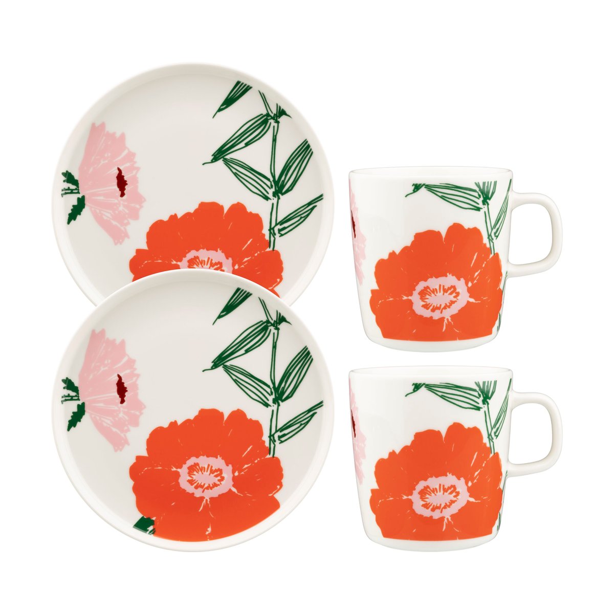 Marimekko Puutarhakutsut Frühstücksset 4-teilig White-green-orange