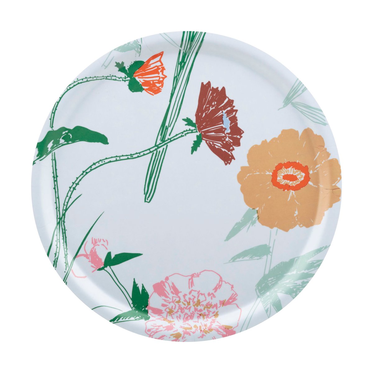 Marimekko Puutarhakutsut Tablett Ø31 cm White-green-beige-light pink