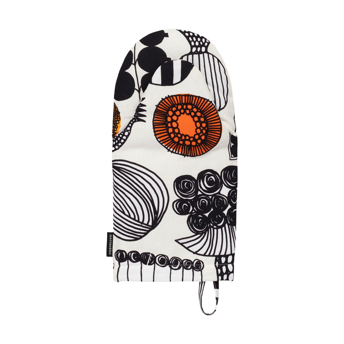 Marimekko Puutarhurin parhaat Ofenhandschuh White-black-orange