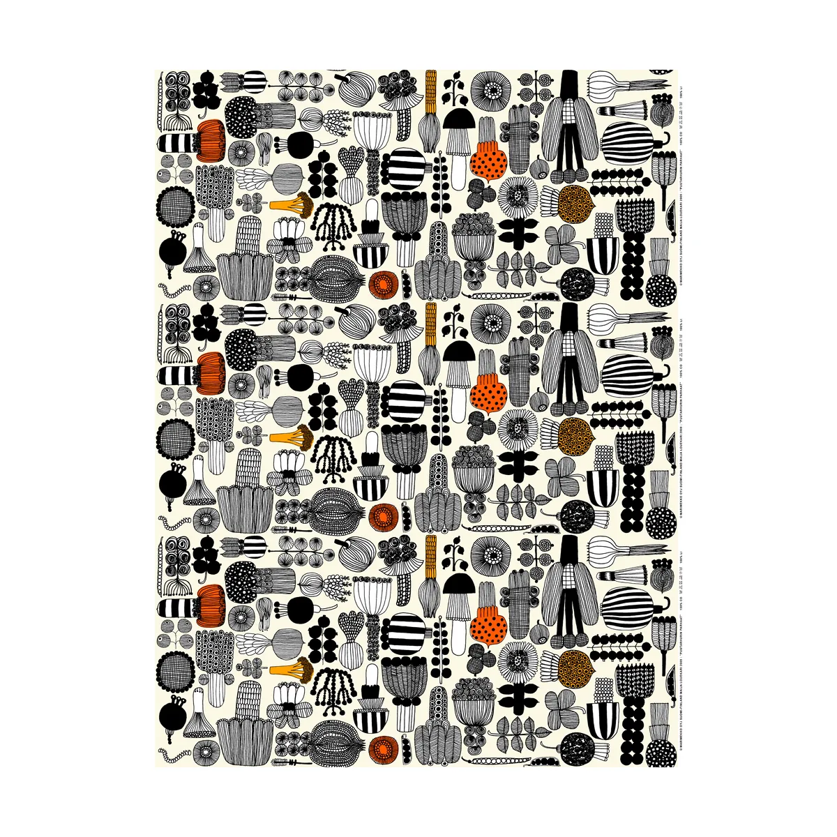 Marimekko Puutarhurin Parhaat Wachstuch White-black-orange