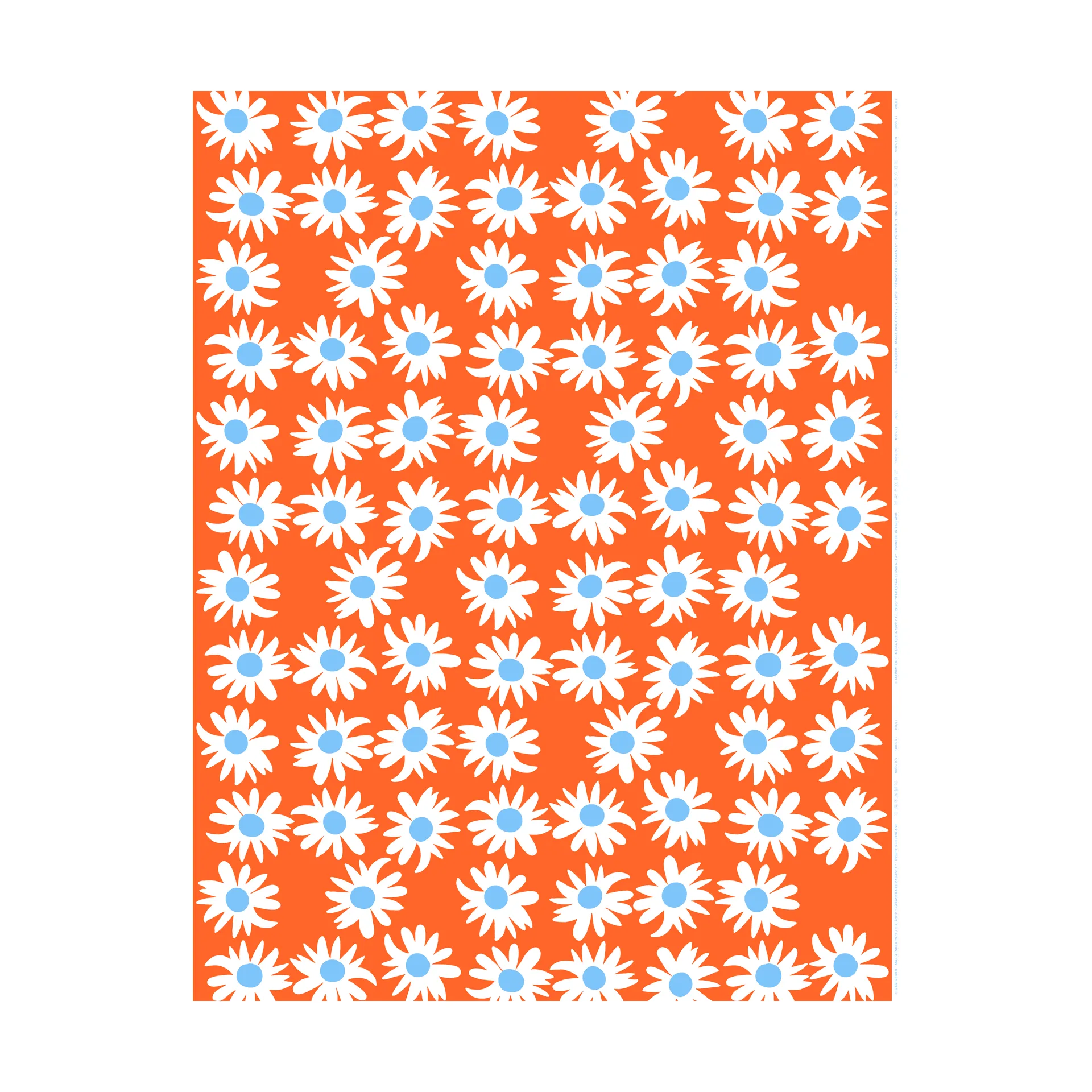 Rakastaa ei rakasta Wachstuch, Orange-Off-white-light blue Marimekko
