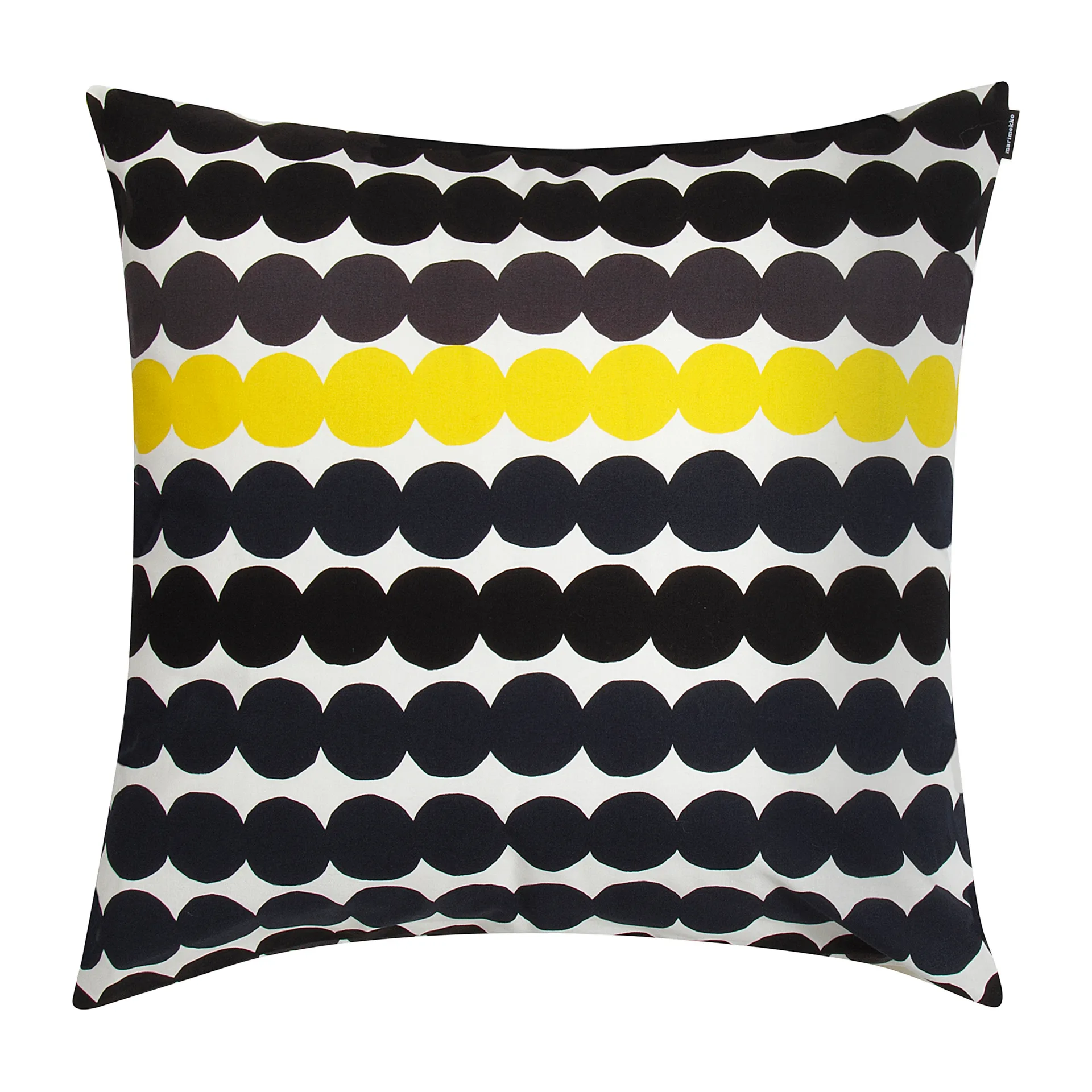 Räsymatto Kissenbezug, Schwarz-grau-gelb Marimekko