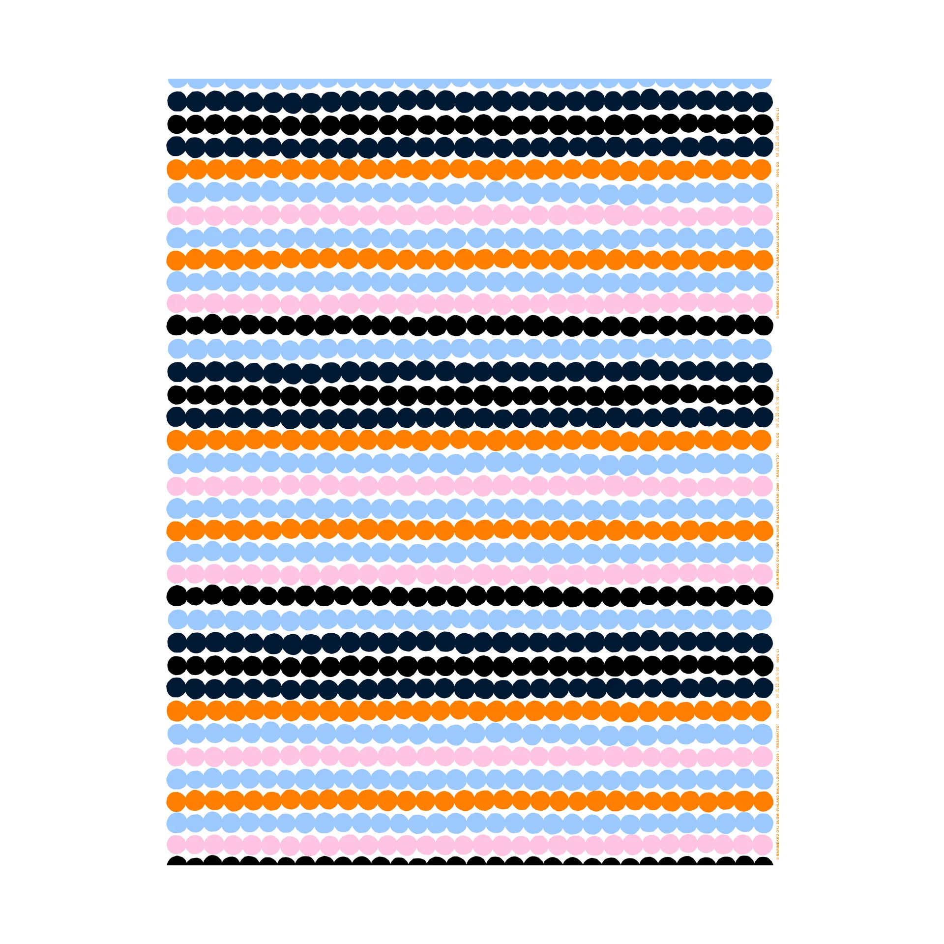 Räsymatto Stoff, White-light blue-orange-pink Marimekko