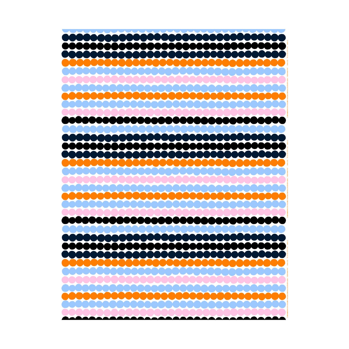 Marimekko Räsymatto Stoff White-light blue-orange-pink