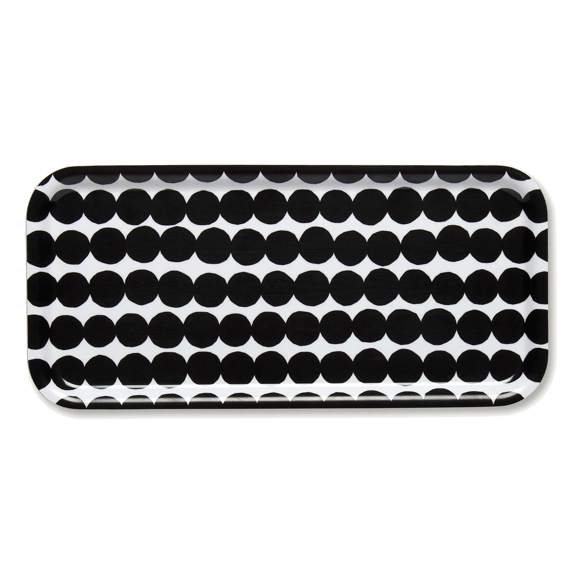 Räsymatto Tablett 15 x 32cm, Schwarz-weiß Marimekko