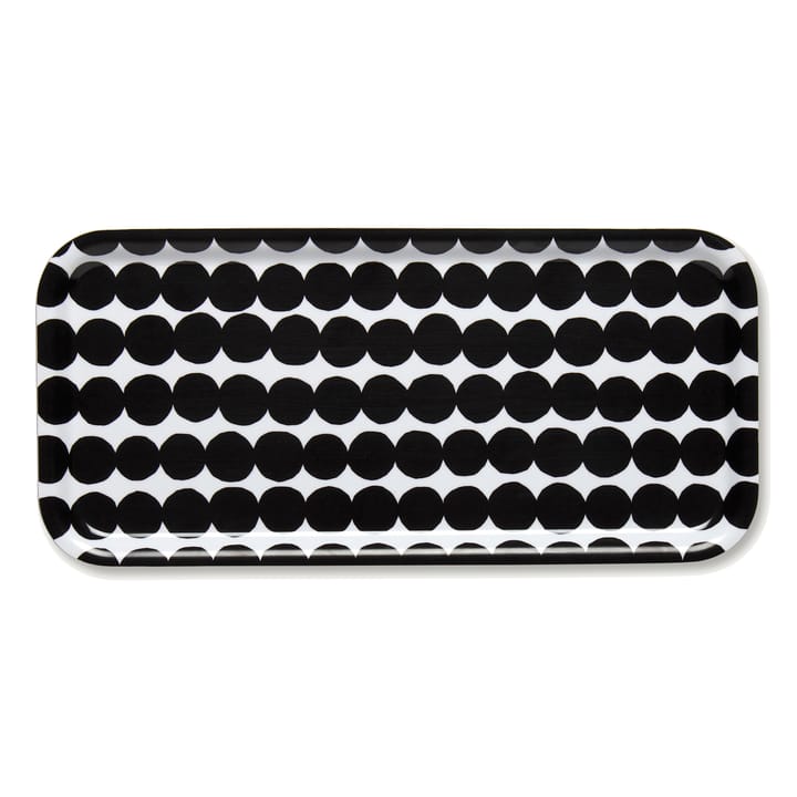 Räsymatto Tablett 15 x 32cm - Schwarz-weiß - Marimekko