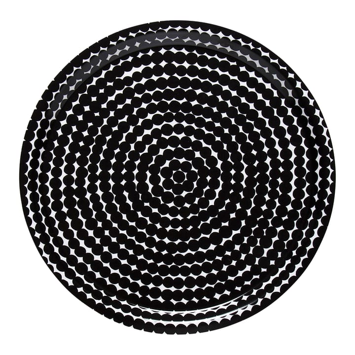 Räsymatto Tablett Ø31cm - schwarz-weiß - Marimekko