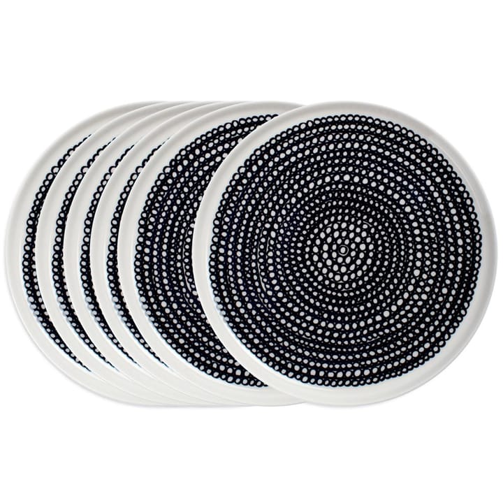 Räsymatto Teller 20cm 6er Pack Schwarz kleine Punkte - undefined - Marimekko