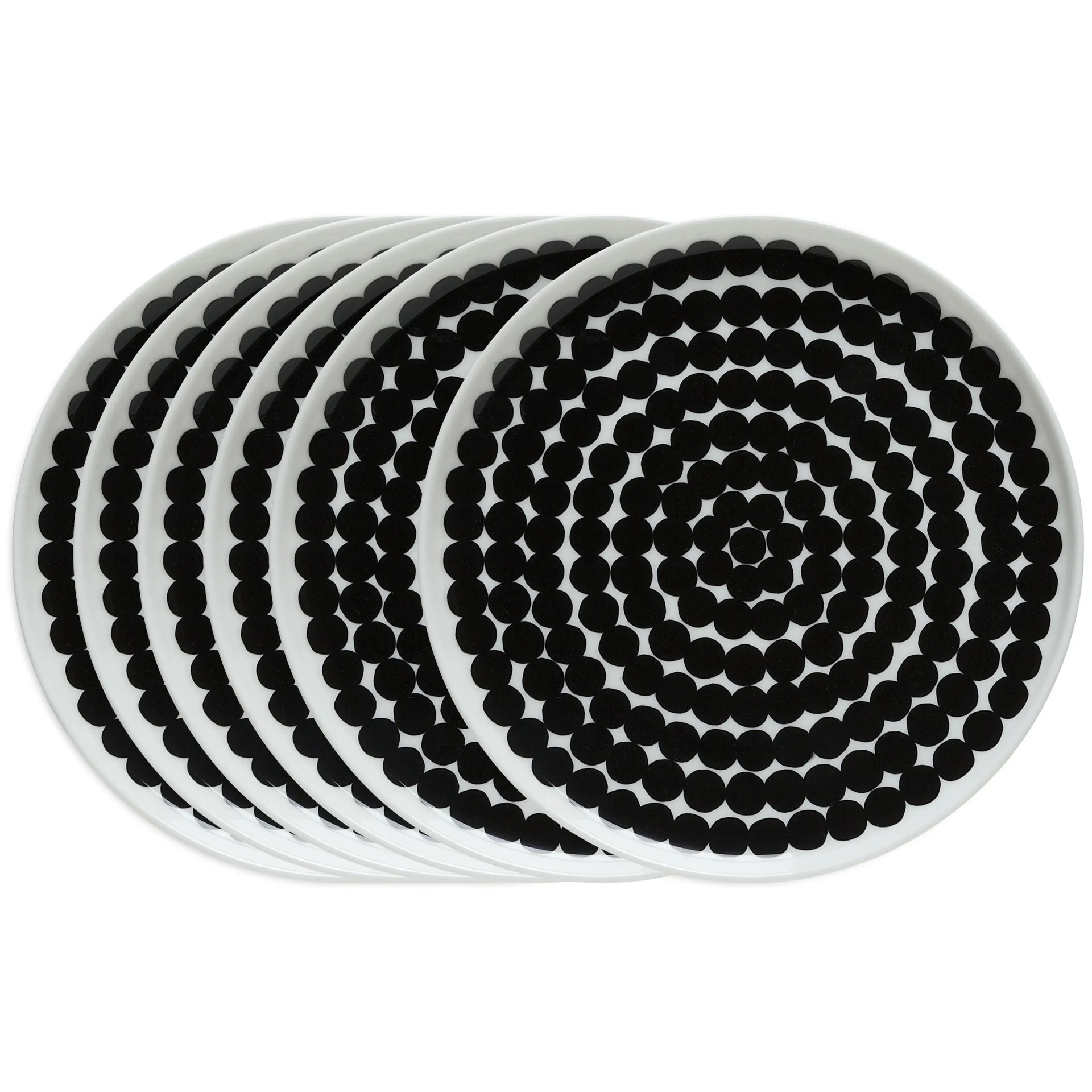 Räsymatto Teller 20cm, 6er Pack Schwarz-weiß Marimekko