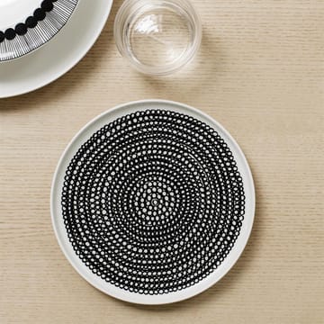 Räsymatto Teller Ø 20cm - Schwarz-weiß (kleine Punkte) - Marimekko