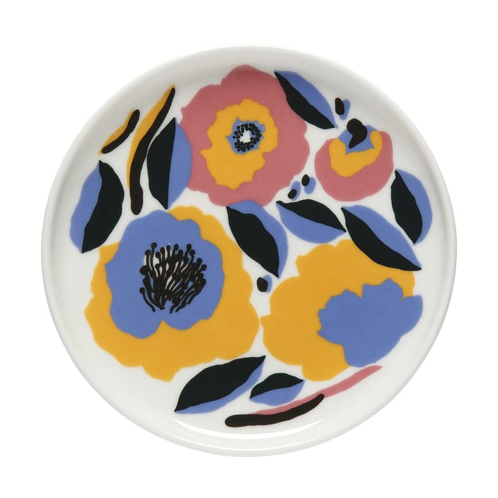 Rosarium Teller 13,5cm - Weiß-rot-gelb-blau - Marimekko