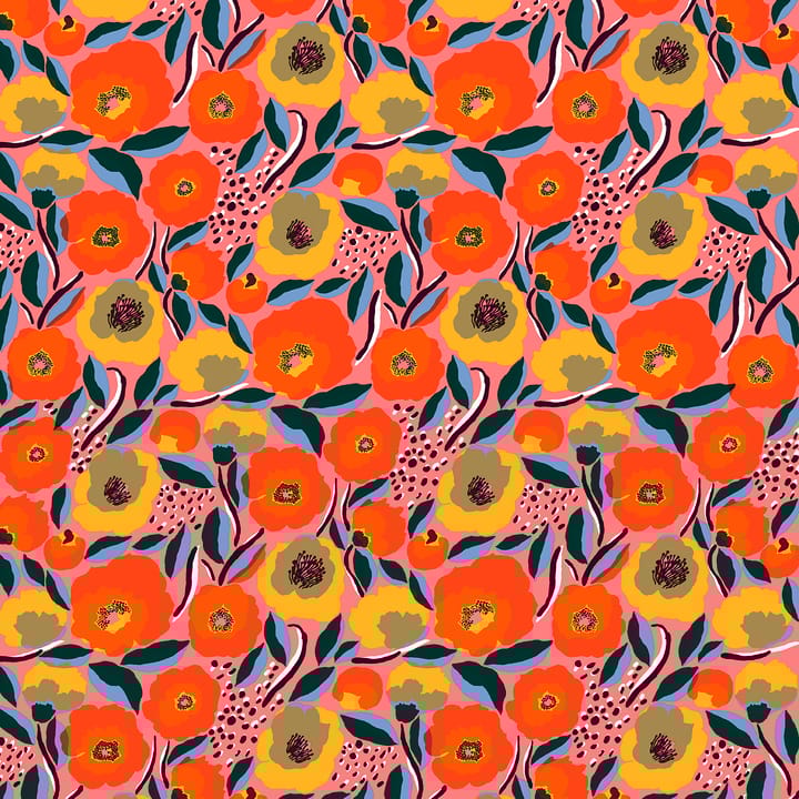 Rosarium Wachstuch - Rot-blau-gelb - Marimekko
