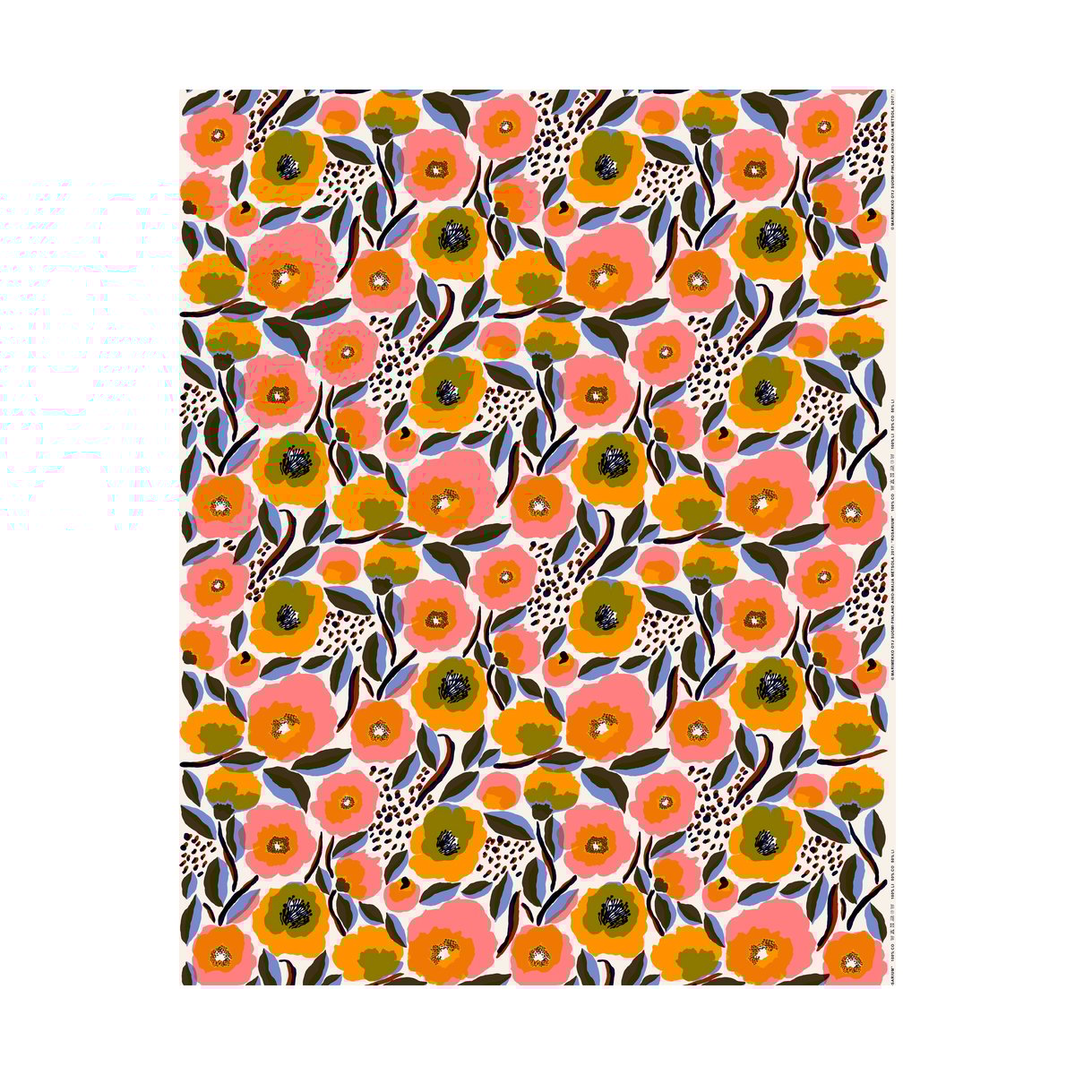 Marimekko Rosarium Wachstuch White-red-yellow-blue