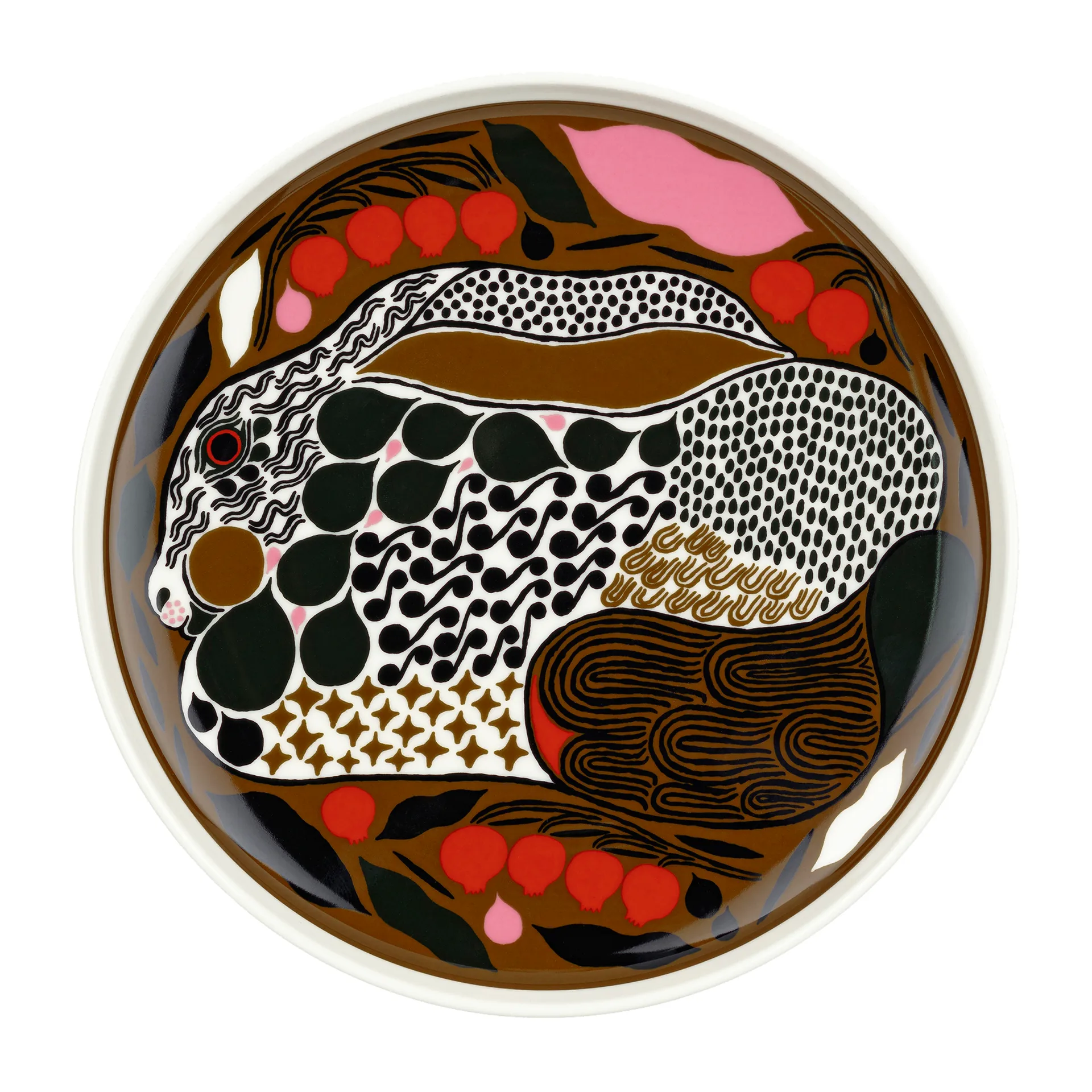 Rusakko kleiner Teller Ø20cm, Weiß-braun-grün-rot Marimekko