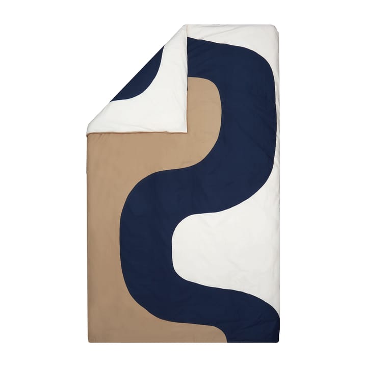 Seireeni Bettwäsche 150 x 210 cm - Beige-Dunkelblau-Naturweiß - Marimekko