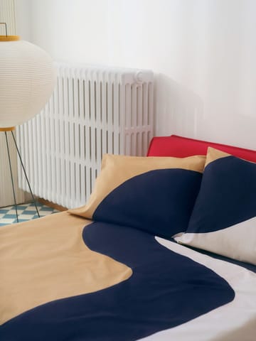 Seireeni Bettwäsche 150 x 210 cm - Beige-Dunkelblau-Naturweiß - Marimekko