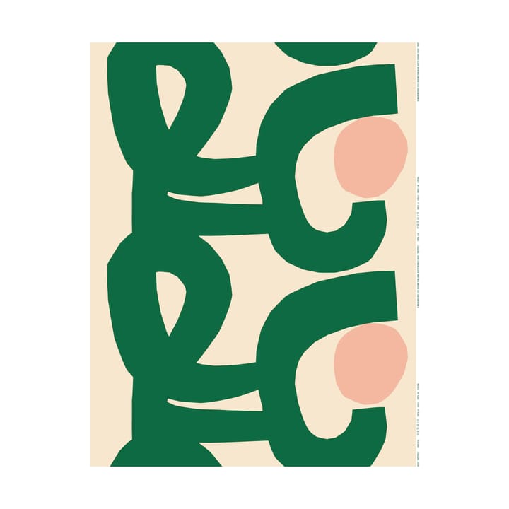 Seppel Stoff Baumwolle, Off white-green-l. red Marimekko