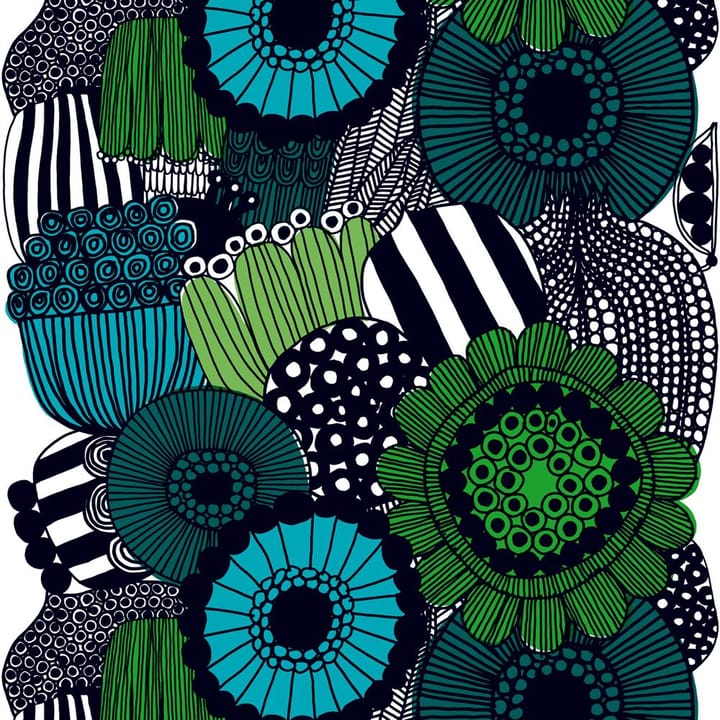 Siirtolapuutarha Acrylatbeschichteter Baumwollstoff - Weiß/grün/schwarz - Marimekko