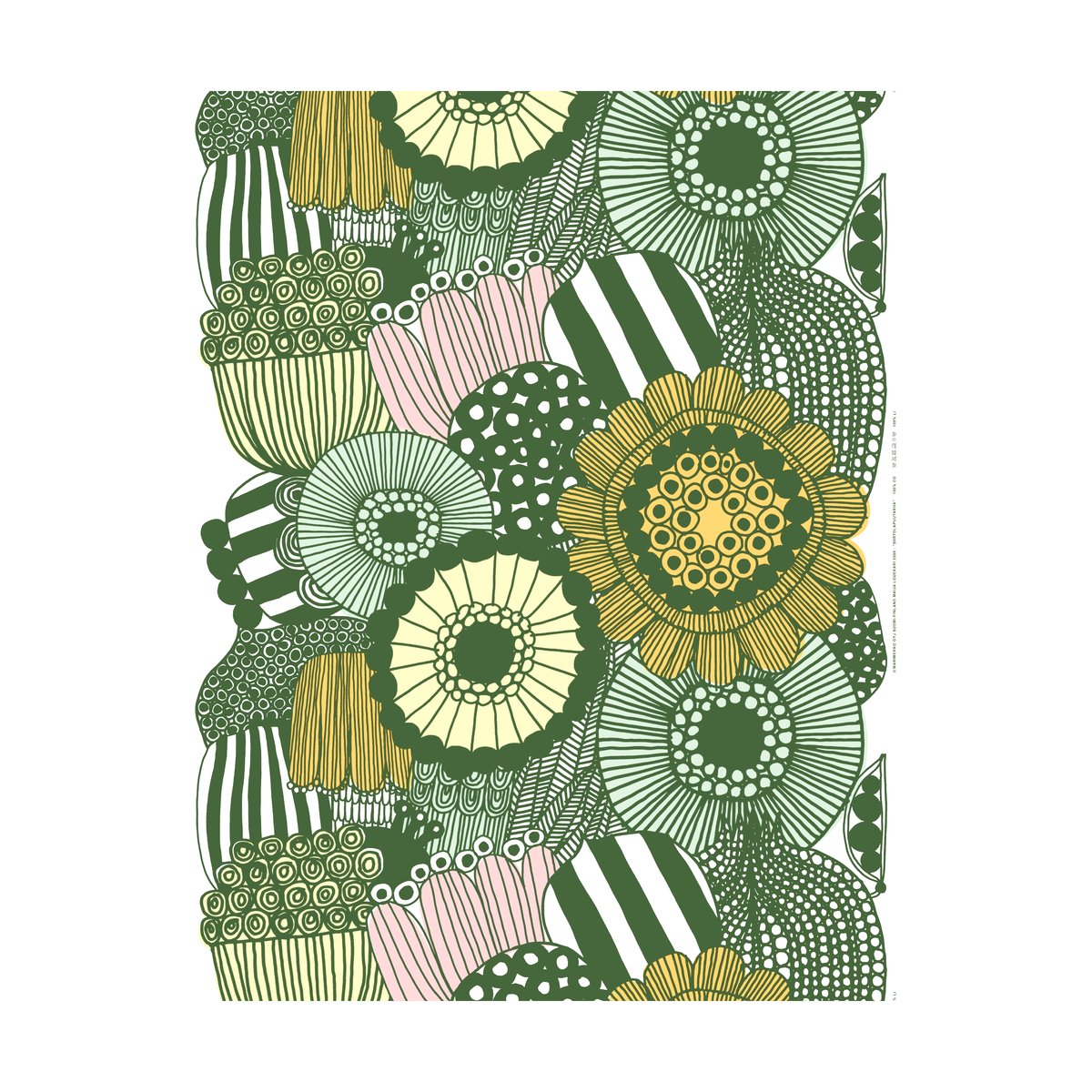 Marimekko Siirtolapuutarha Stoff White-green-light yellow-orange
