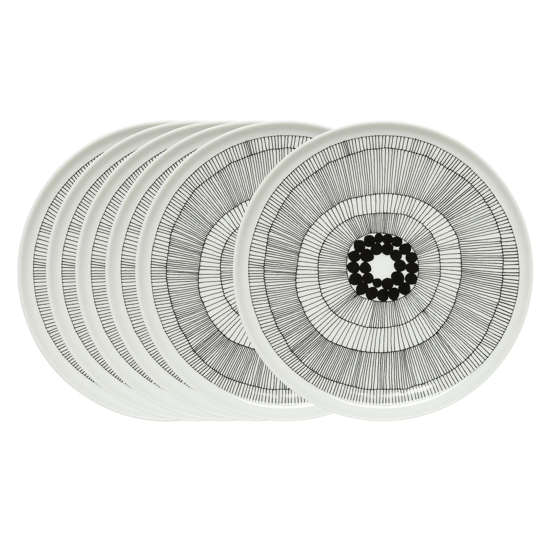Siirtolapuutarha Teller Ø 25cm, 6er Pack Schwarz-weiß,  Marimekko