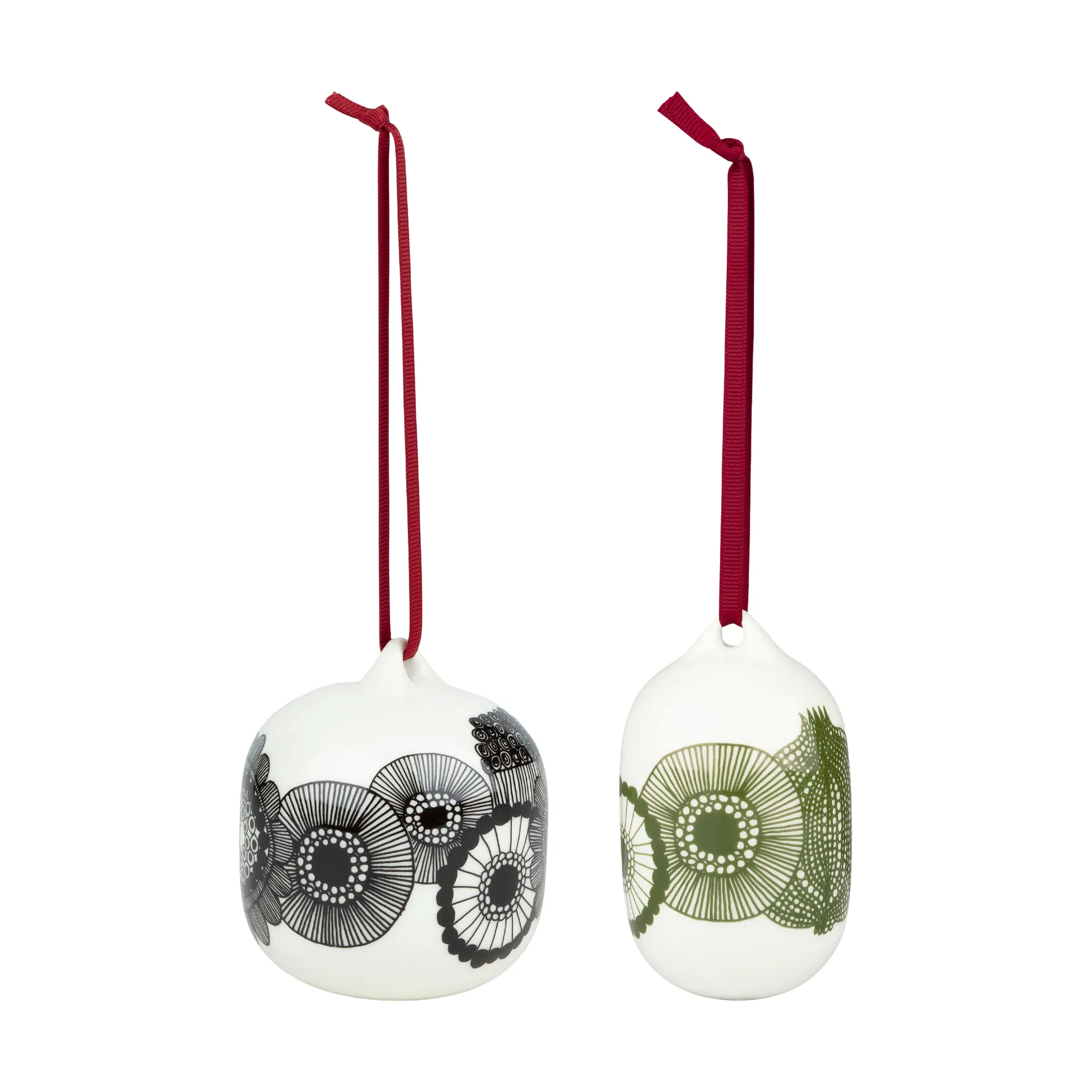Siirtolapuutarha Weihnachtskugeln 2-teilig, White-black-green Marimekko