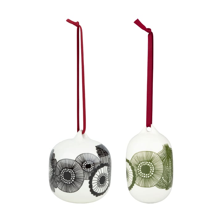 Siirtolapuutarha Weihnachtskugeln 2-teilig - White-black-green - Marimekko