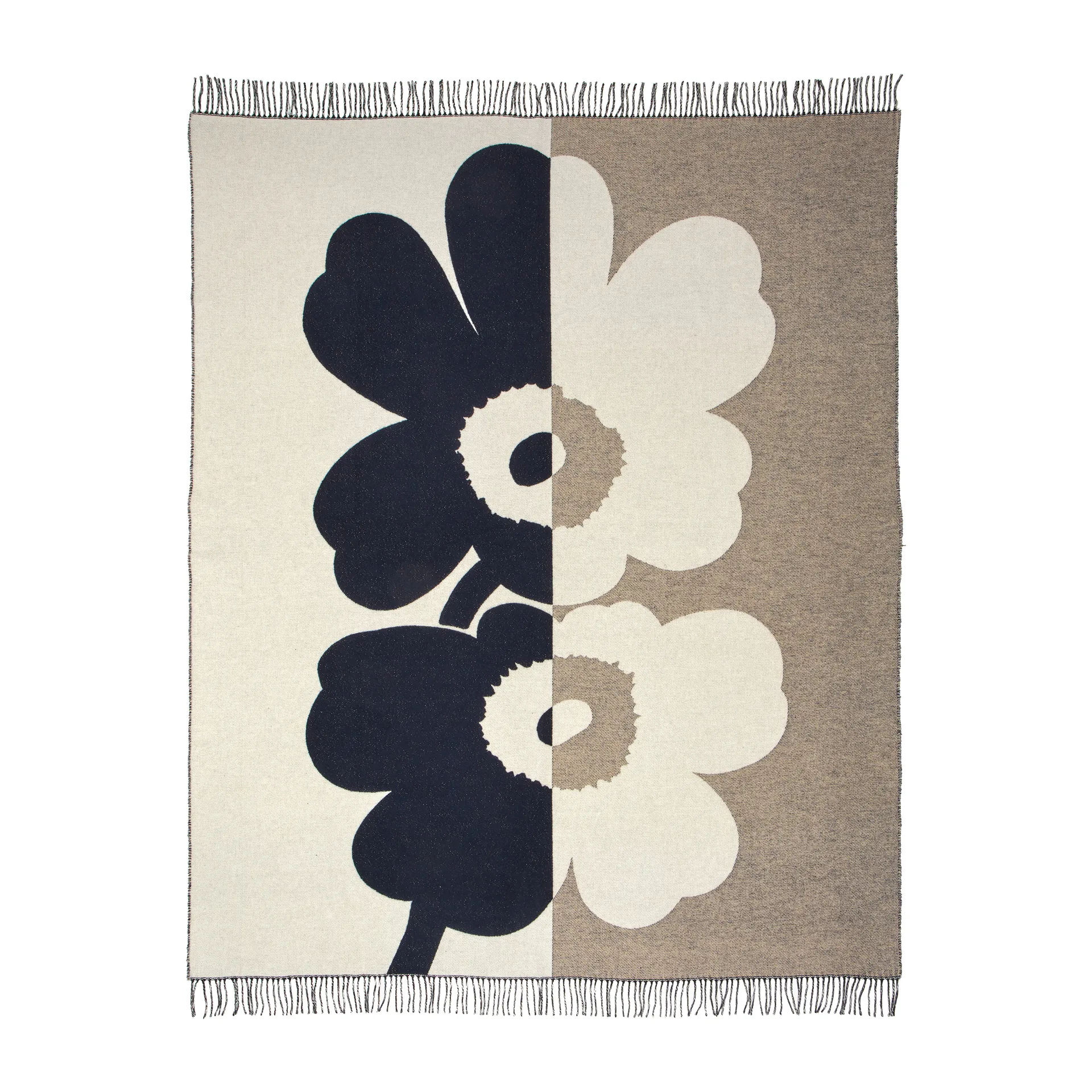 Suur Unikko Wolldecke 130 x 170cm, Dunkelblau-sand-offwhite-gold Marimekko