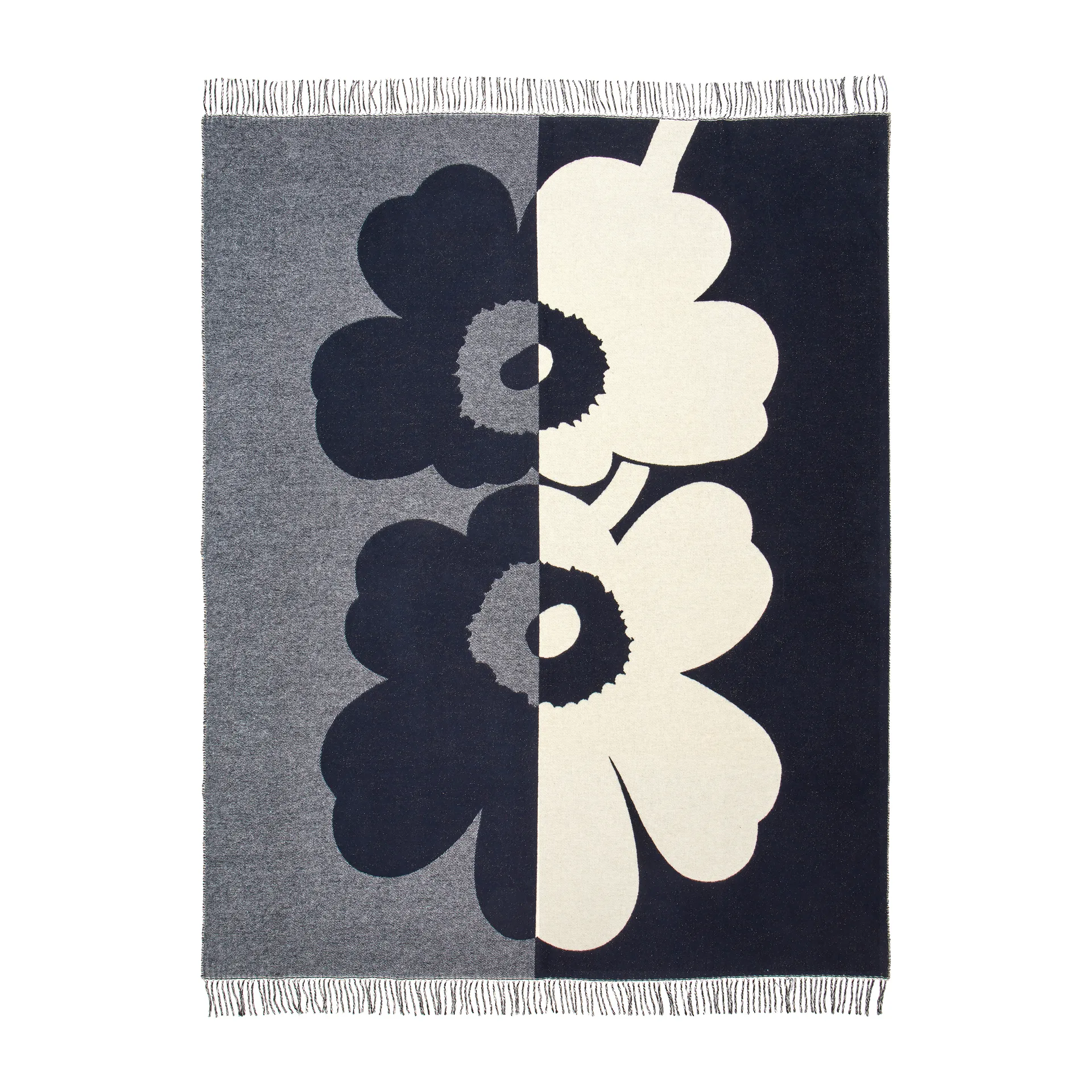 Suur Unikko Wolldecke 130 x 170cm, Dunkelblau-sand-offwhite-gold Marimekko